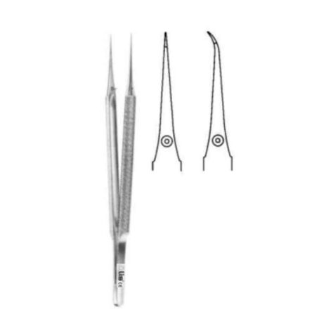 Alis (0.3mm) 15cm/ 6 inch Micro Suture Tying Forceps with Platform 1: 2 Teeth Curved