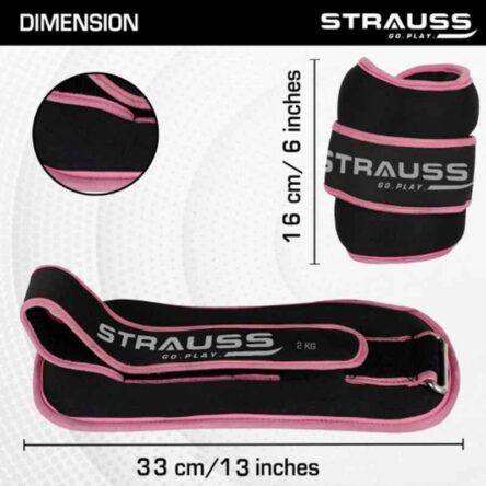 Strauss 33x16x6cm Neoprene Pink Adjustable Round Shape Ankle Weight