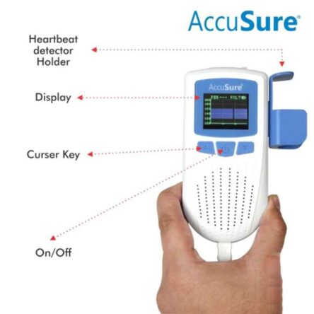 AccuSure Fetal Doppler for Doctors & Mothers Fetal Heart Rate Monitor with USB Charging & LCD Display