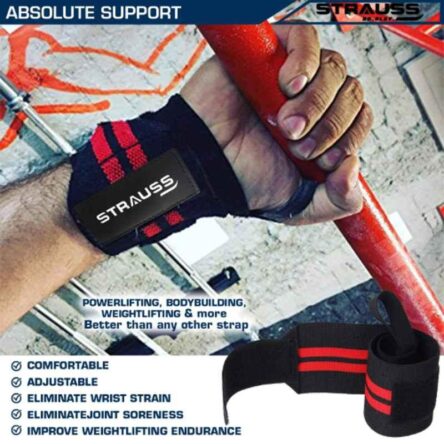 Strauss 20x13x4cm Black & Red Weight Lifting Cotton Wrist Support