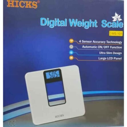 Hicks WS-101 180kg Tempered Glass Digital Weighing Scale with Batteries
