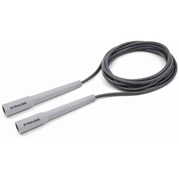 Strauss Grey Adjustable Skipping Rope with Anti Slip Grip