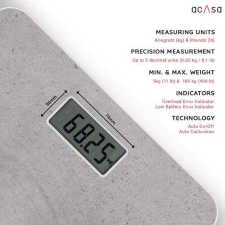 Acasa Digiscale Flagship Pro 5-180kg Grey Digital Weighing Machine