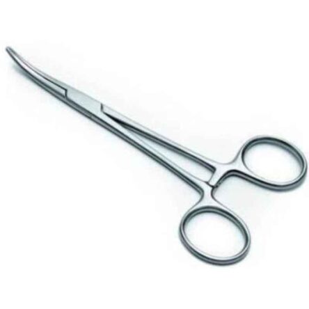 Forgesy GSS21 5 inch Stainless Steel Silver Curved Mosquito Forceps