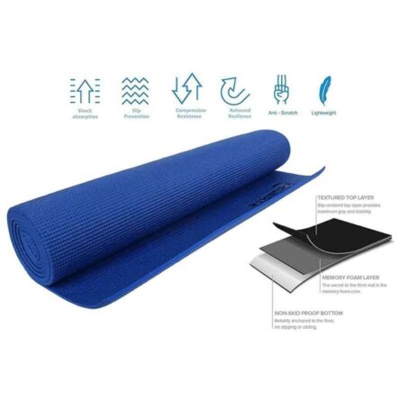 Strauss 1730x610x4mm Blue Yoga Mat with Cover