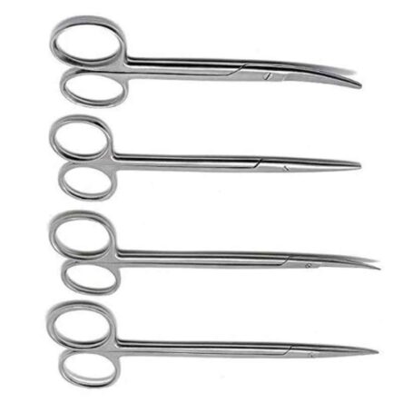 Tosh 6 inch 2 Pcs Straight & 2 Pcs Curved Stainless Steel Surgical Scissor Set