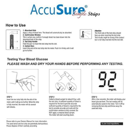 AccuSure 50 Pcs Simple Blood Glucose Test Strips Set