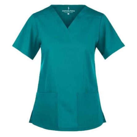 Superb Uniforms Polyester & Viscose Green Half Sleeves V Neck OT Scrub Suit for Women