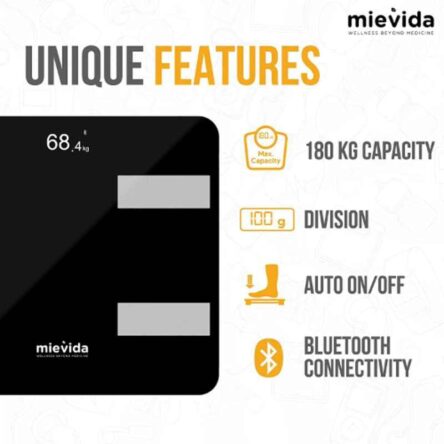 Mievida Fit BT Ultra 180kg Body Weight Machine with Bluetooth Connectivity