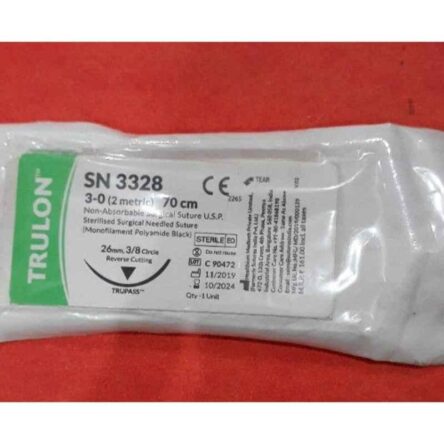 Trulon 12 Foils 3-0 USP 70cm 3/8 Circle Reverse Cutting Monofilament Polyamide Non Absorbable Surgical Suture Box