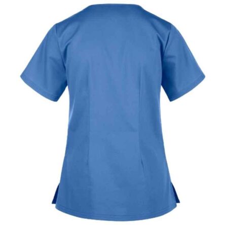 Superb Uniforms Polyester & Viscose Sky Blue Half Sleeves V Neck Scrub for Women