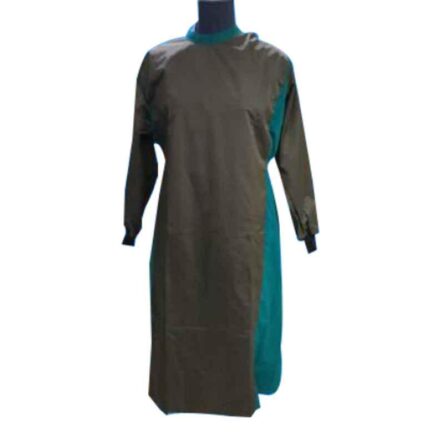 PMPS Impervious & Cotton Green & Brown Full Sleeves & Length Surgeon Gown with Green Color Back Tie