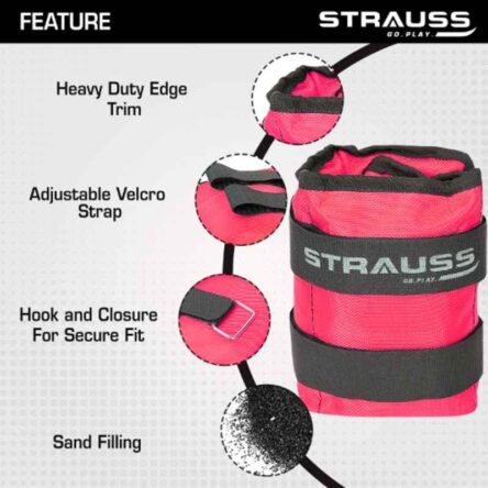 Strauss 42x20x7cm Neoprene Pink Adjustable Ankle Weight