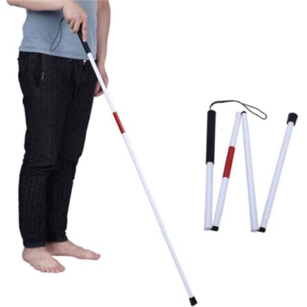 Paxmax 48.82 inch Red Aluminium Alloy Folding Reflective Walking Stick for Vision Impaired & Blind People