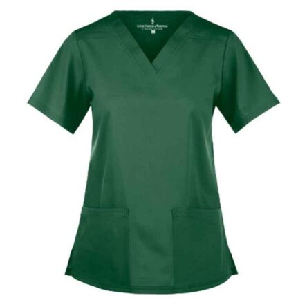 Superb Uniforms Polyester & Viscose Green 1 Half Sleeves V Neck Scrub Top for Women