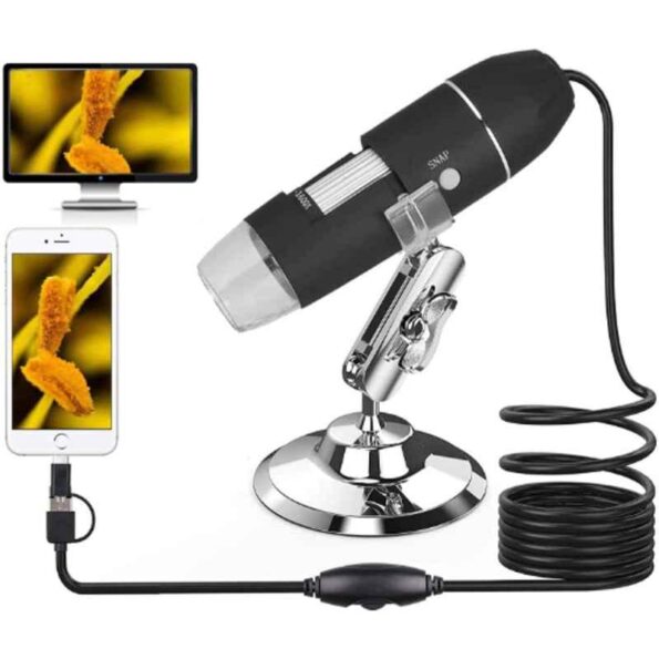 Microware 40-1600X 3 in1 USB 8 LED Digital Microscope with Carrying Case & Metal Stand