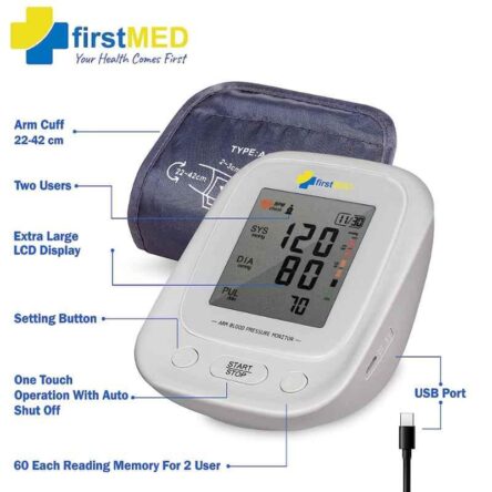 Firstmed White Automatic Talking Blood Pressure Monitor with C-Type USB