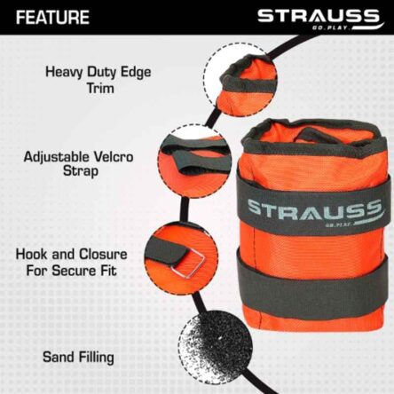 Strauss 42x20x7cm Neoprene Orange Adjustable Ankle Weight