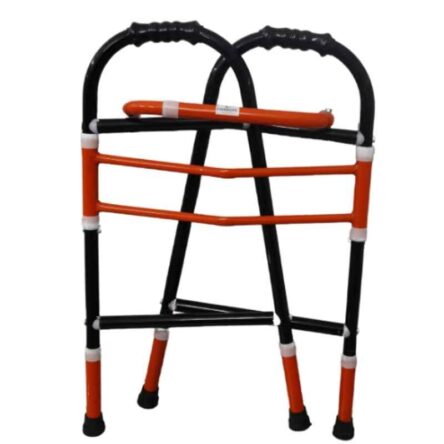 Fairbizps Stainless Steel Black & Orange Folding Walker for Adults