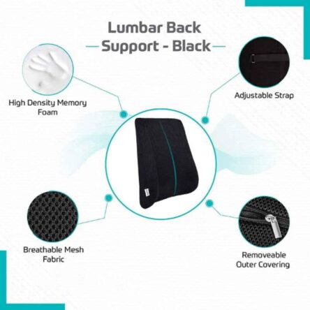 BeatXP PU Foam Black Orthopedic Backrest Lumbar Support Cushion