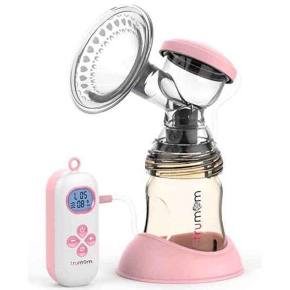 Trumom Plastic Pink Electric Breast Milk Feeding Pump with Bottle