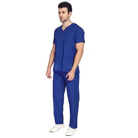 Indosurgicals Polyester & Cotton Royal Blue Unisex Scrub Suit