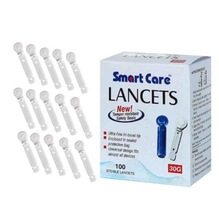 Smart Care GM06S 100 Pcs White Flat Lancet Needle Kit