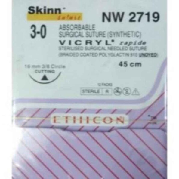 Ethicon NW2719 12 Pcs 3-0 Undyed Vicryl Rapide Polyglactin 910 Suture Box