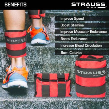 Strauss 42x20x7cm Neoprene Red Adjustable Ankle Weight