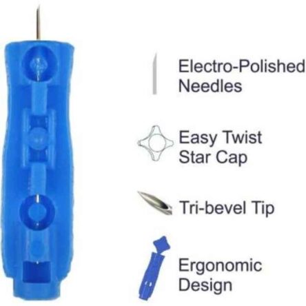 Control D 400 Pcs 30 Gauge Blue Stainless Steel Glucometer Lancet Set