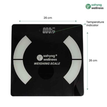 Sahyog Wellness 180kg Glass Black Personal Digital Weighing Scale with Battery