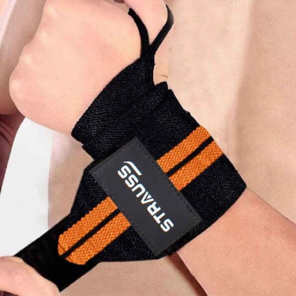 Strauss 16.5x14x4.2cm Black & Orange Weight Lifting Cotton Wrist Support