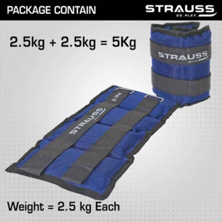 Strauss 42x20x7cm Neoprene Blue Adjustable Ankle Weight