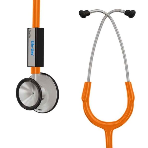 Lifeline Aluminium Orange Single Diaphragm Chest Piece Stethoscope with 2 Way Tube