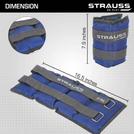 Strauss 42x20x7cm Neoprene Blue Adjustable Ankle Weight