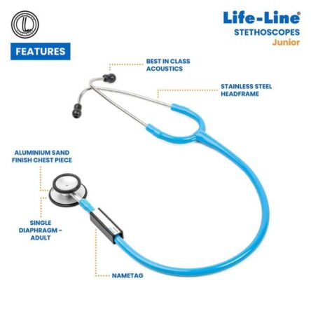 Lifeline Aluminium Light Blue Single Diaphragm Chest Piece Stethoscope with 2 Way Tube
