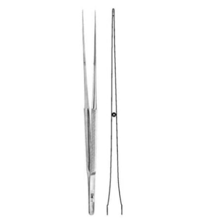 Alis (0.6mm) 23cm/ 9 inch Micro Suture Tying Forceps with Platform 1: 2 Teeth Straight