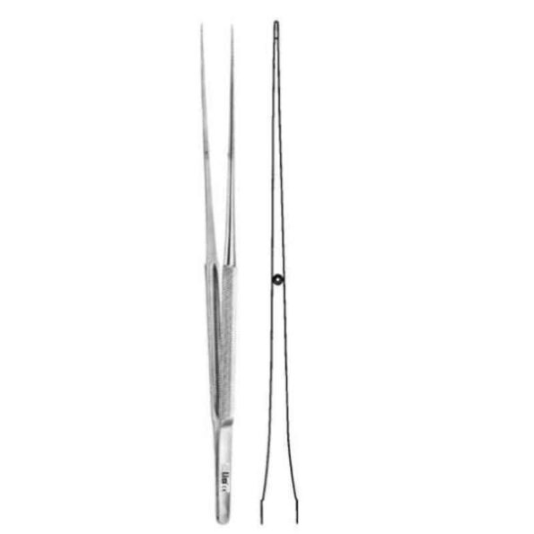 Alis (0.6mm) 23cm/ 9 inch Micro Suture Tying Forceps with Platform 1: 2 Teeth Straight