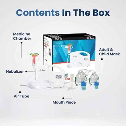 Dr Trust 10ml Plastic White Compressor Nebulizer Complete Kit with Child & Adult Mask