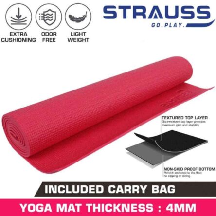 Strauss 173x61cm Wooden Pink Anti Skid Yoga Mat