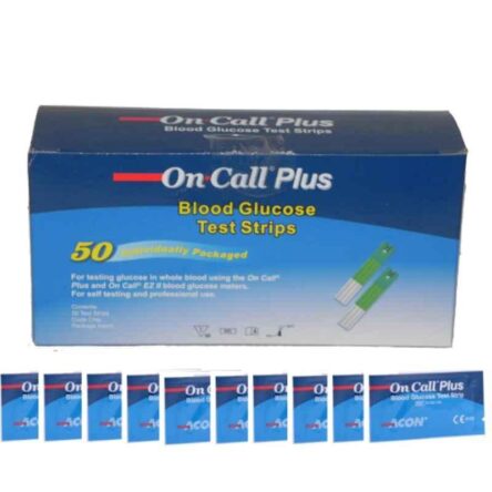 On Call Plus 50 Pcs Individual Test Glucometer Strips Box