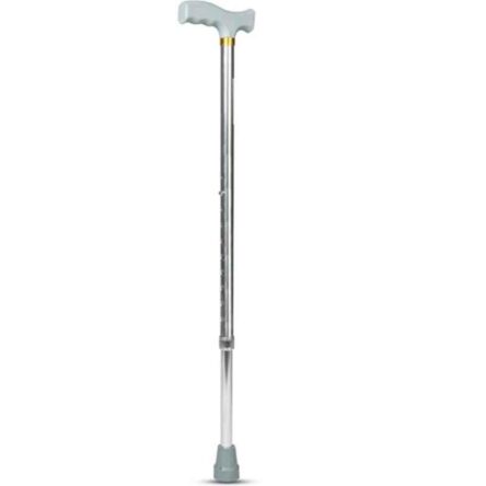 Entros Premium Silver Aluminum L-Shaped Height Adjustable Folding Single Walking Stick