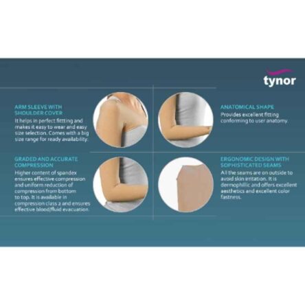 Tynor Compression Garment Arm Sleeve with Shoulder Cover