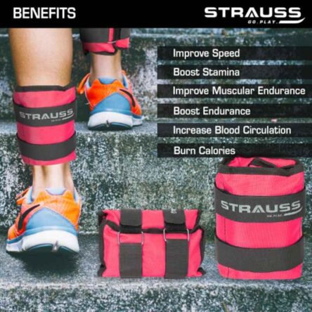 Strauss 42x20x7cm Neoprene Pink Adjustable Ankle Weight