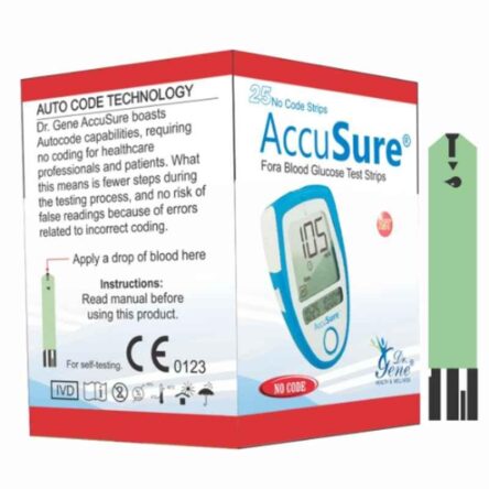 AccuSure Blue Glucometer 25 Pcs Test Strips