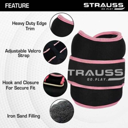 Strauss 33x16x6cm Neoprene Pink Adjustable Round Shape Ankle Weight