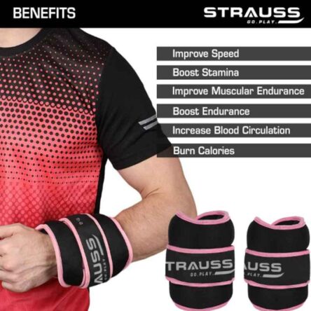 Strauss 33x16x6cm Neoprene Pink Adjustable Round Shape Ankle Weight