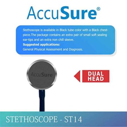 AccuSure ST14 Black PVC Dual Head Stethoscope