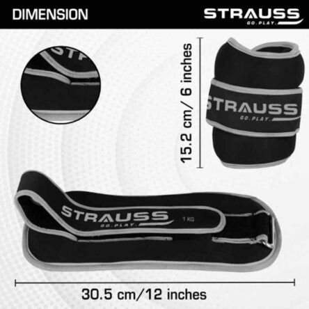 Strauss 30.5×15.3×4.3cm Neoprene Grey Adjustable Round Shape Ankle Weight