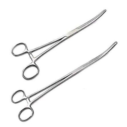 Forgesy 2 Pcs 8 & 10 inch Stainless Steel Curved Hemostatic Forceps Set